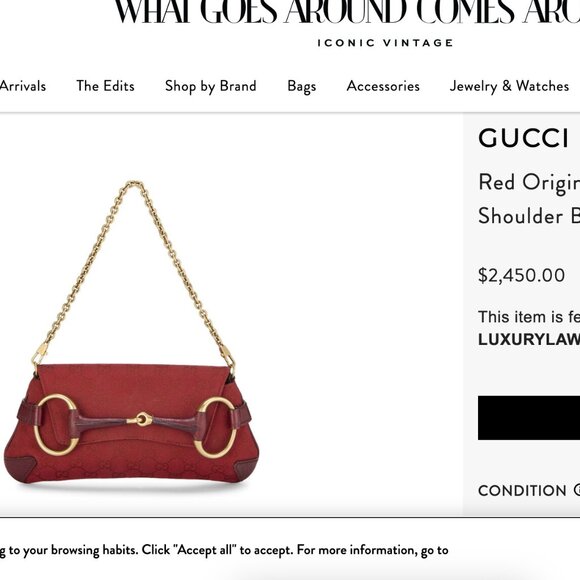 RINA RICH (Gucci Look-Alike) Leather Baguette Shoulder Bag Golden Horsebit - Picture 6 of 6